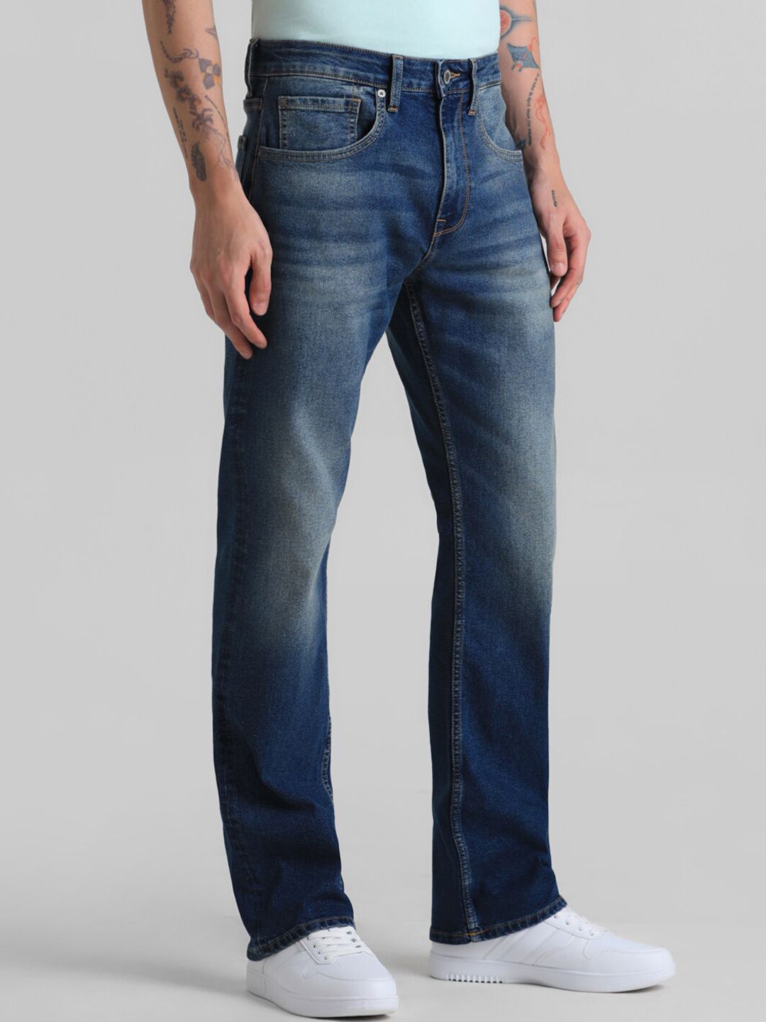 Bootcut Mid Rise Heavy Fade Stretchable Jeans