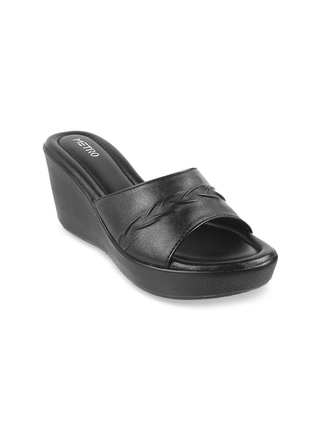 Metro Textured Open Toe Wedge Heels