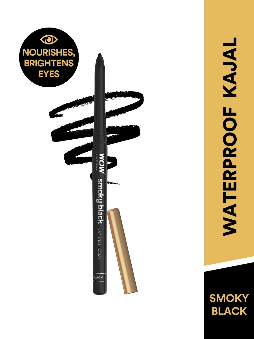 WOW SKIN SCIENCE Smudge-Proof Long Stay Smoky Black Kajal with Amla Extract - 0.35 g