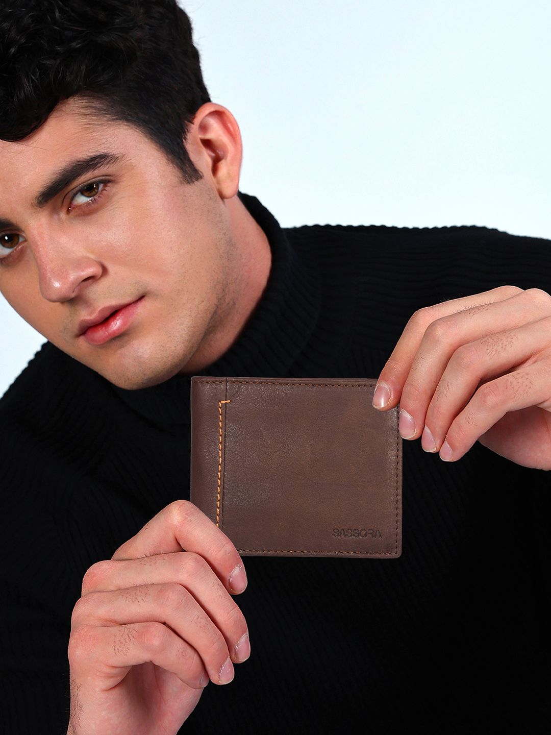Sassora Unisex Textured Leather Two Fold Wallet
