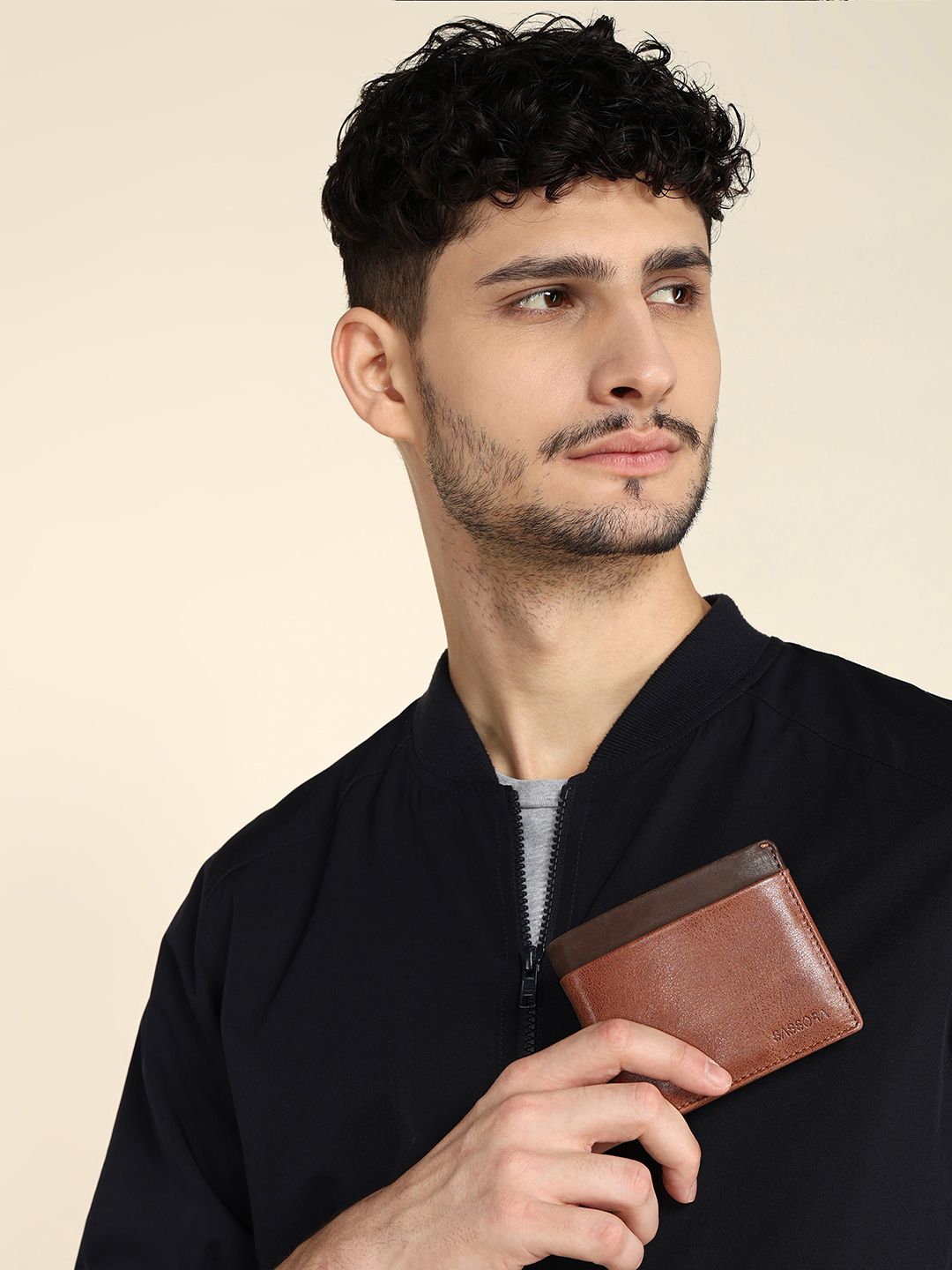 Sassora Unisex Textured Leather Two Fold Wallet