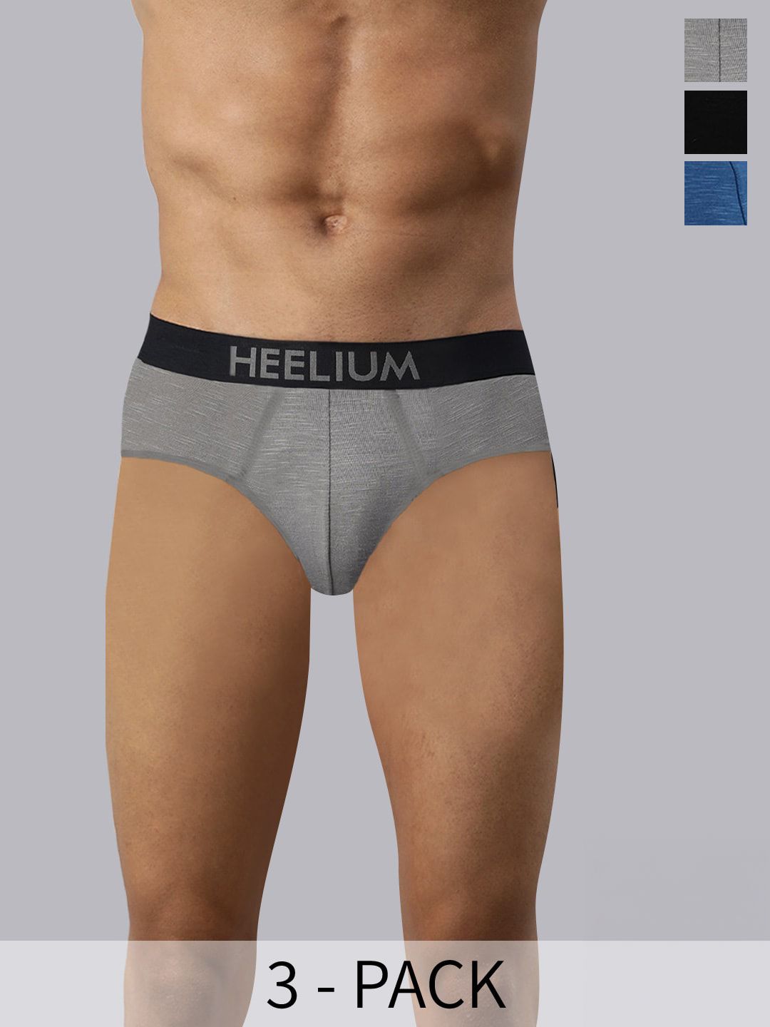 Heelium Men Pack of 3 Bamboo Super Soft & Odour Free Comfort Fit Brief