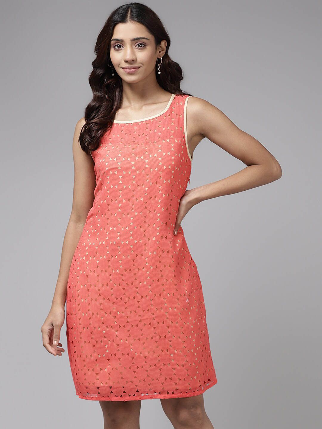 BAESD Self Design Cut-Outs Detail A-Line Dress Price in India