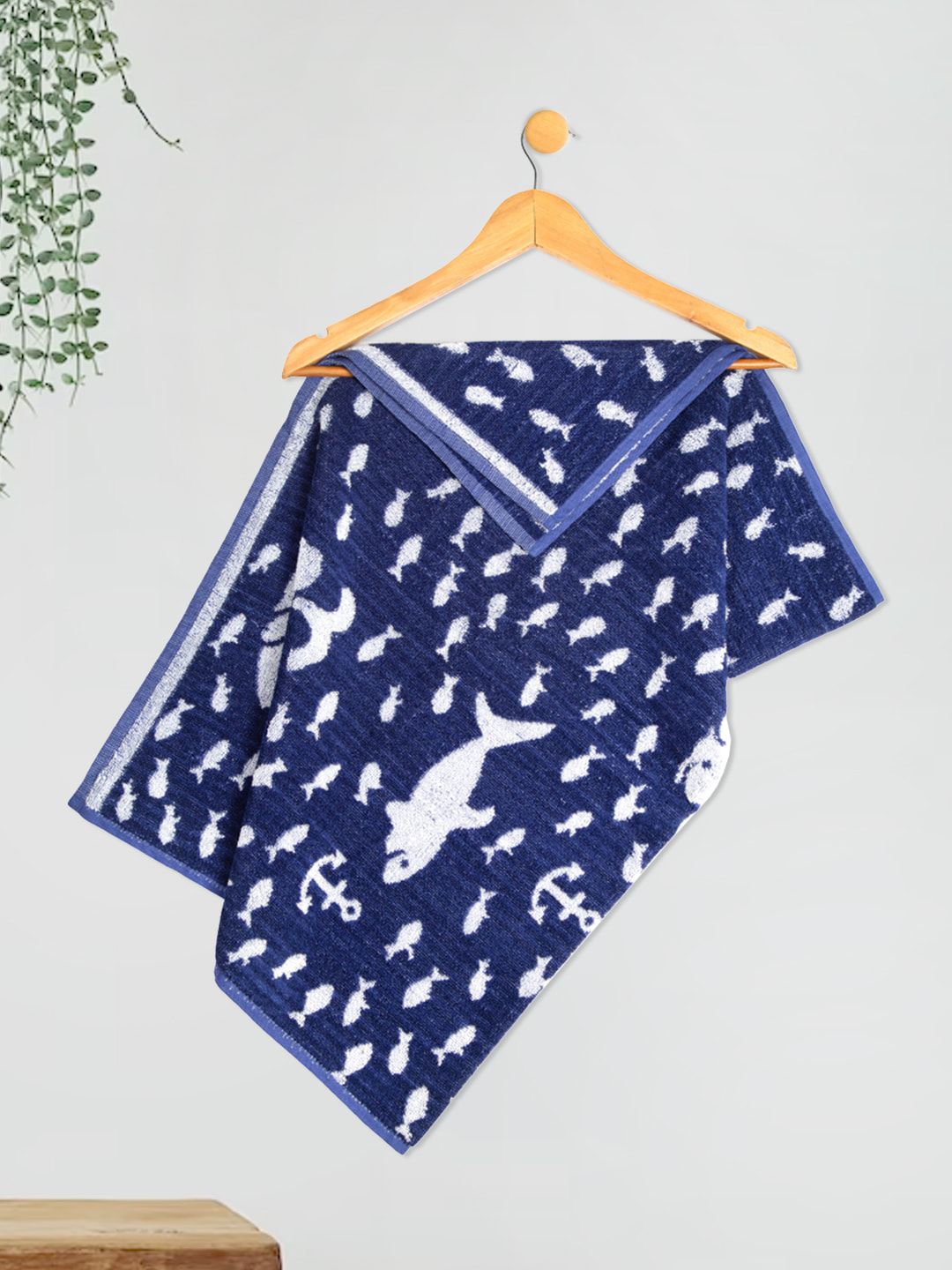 MeeMee Kids Blue & White Printed Bamboo Cotton Bath Towels