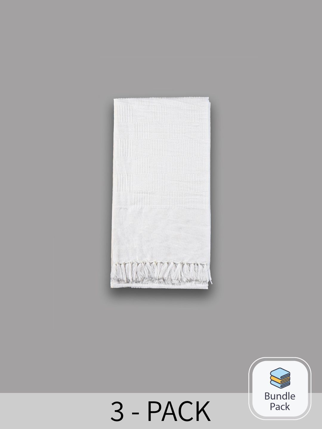 Ramraj 3 Pcs White Waffle Design Cotton 150 GSM Bath Towels