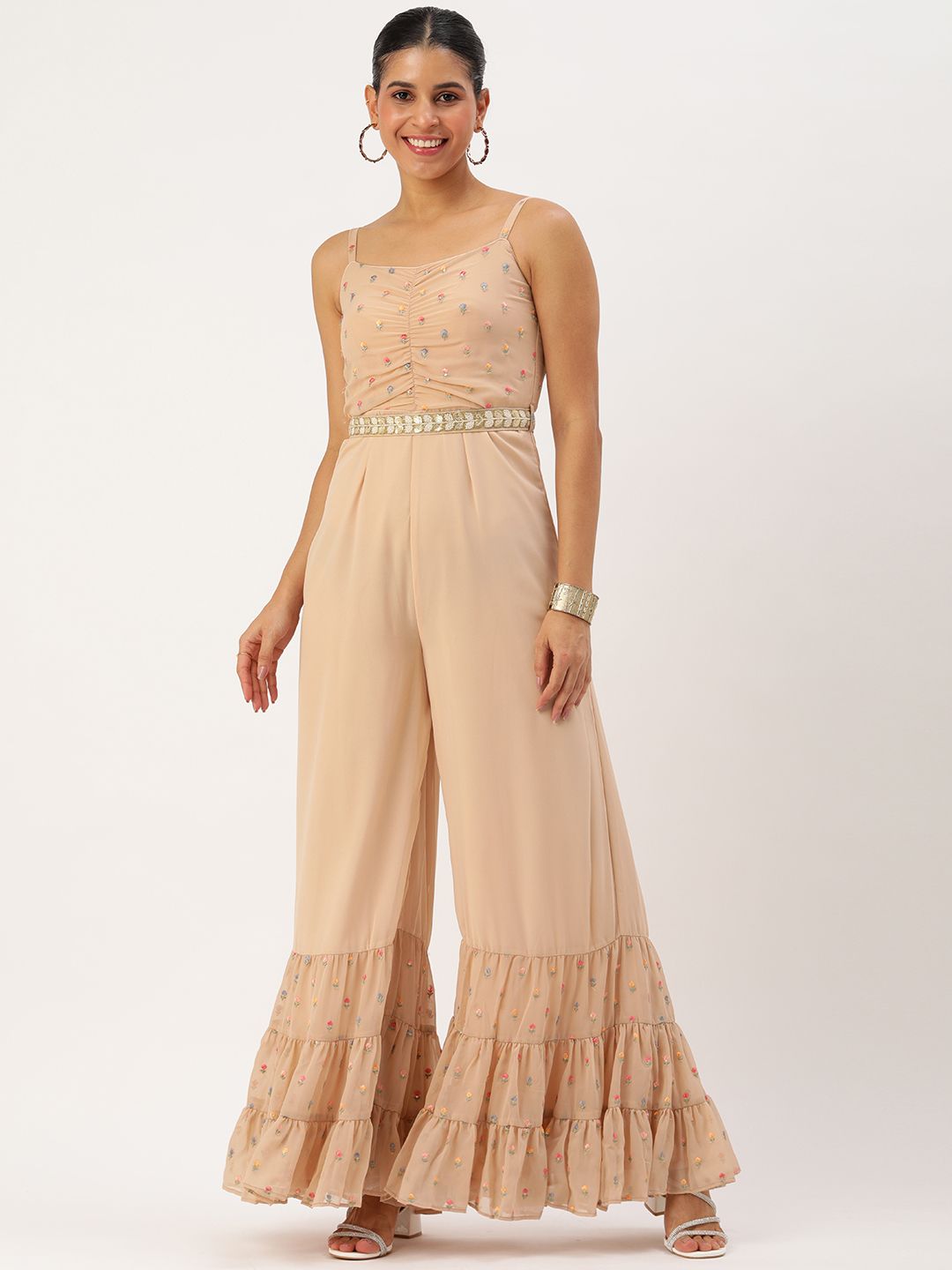 Ethnovog Embroidered Culotte Jumpsuit with Belt Price in India