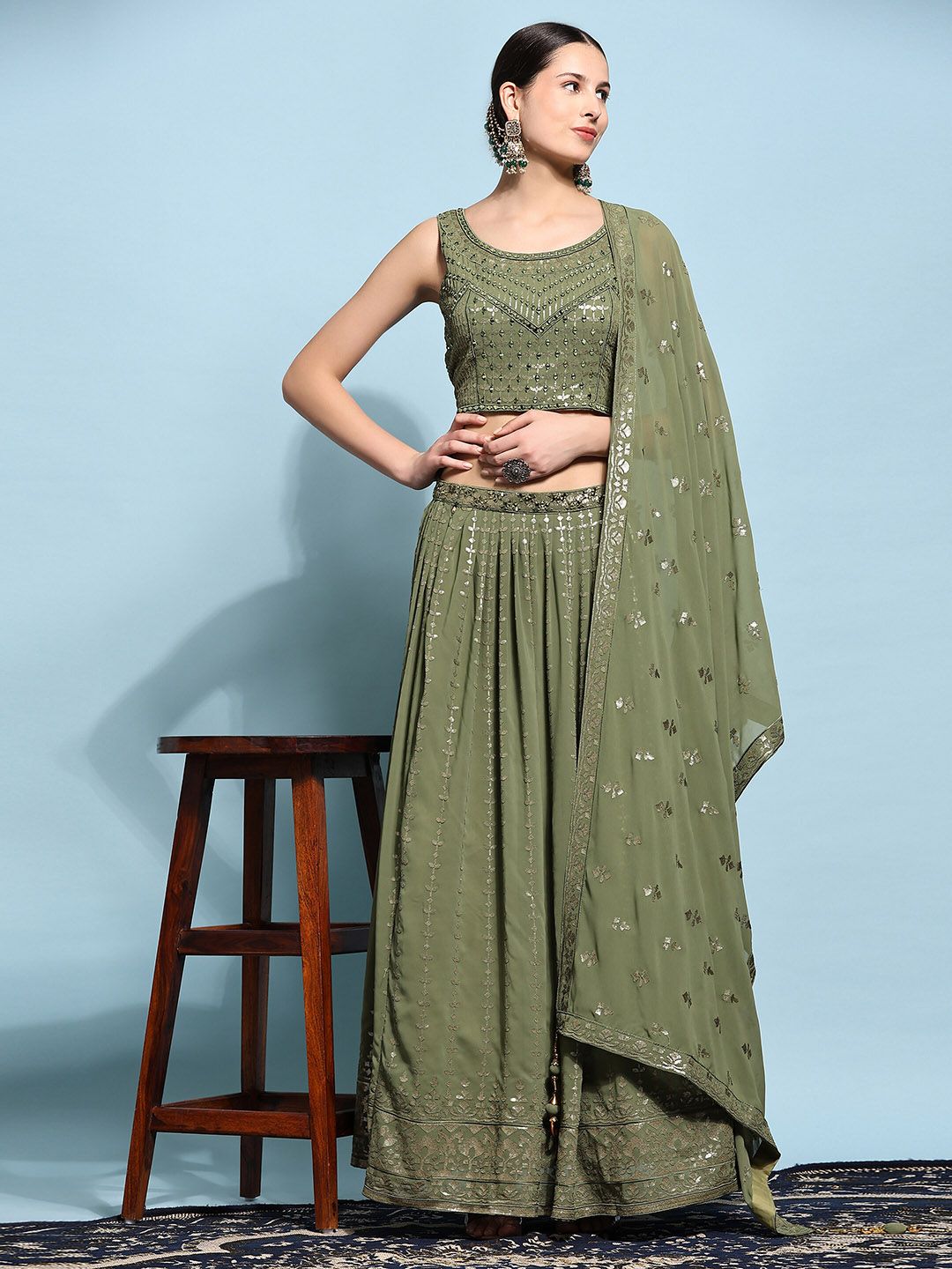JUST FASHION Embroidered Ready to Wear Lehenga & Blouse With Dupatta