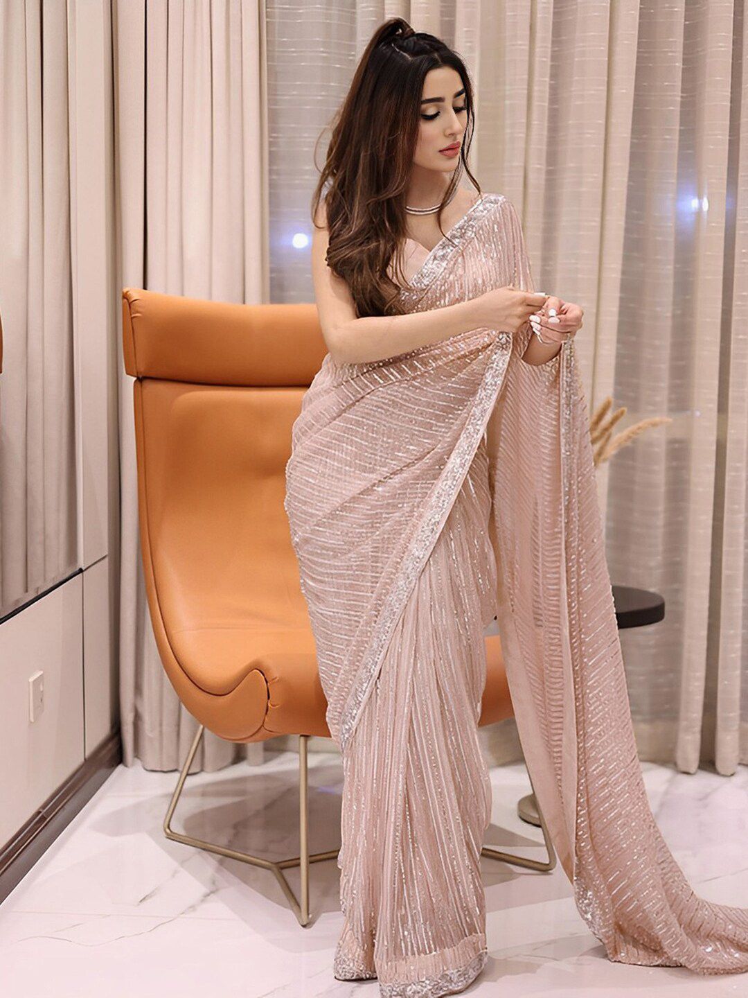 Mitera Sequin Embellished Saree Price in India