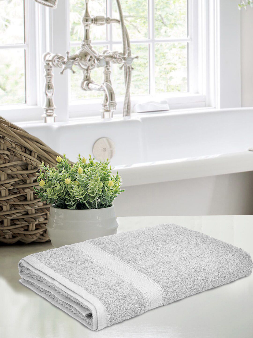 Home Fresh Everyday Grey Melange 400 GSM Pure Cotton Bath Towel