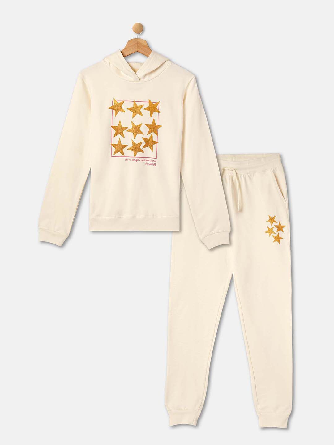 R&B Girls Graphic Printed Pure Cotton Top With Pyjamas