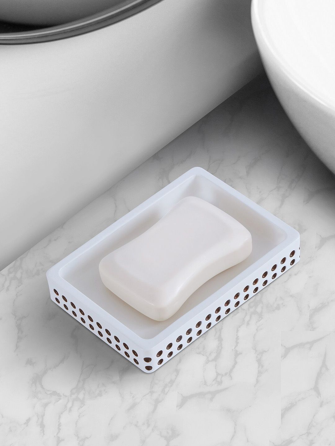 OBSESSIONS Beige Textured Soap Dish With Holes