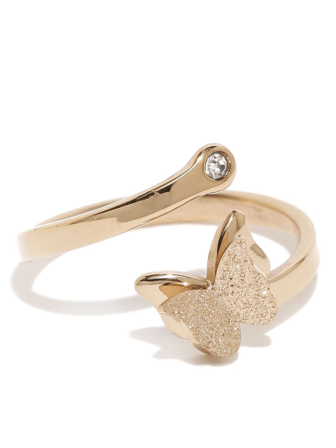 Yellow Chimes Butterfly Charm Crystal Rose Gold Ring Price in India