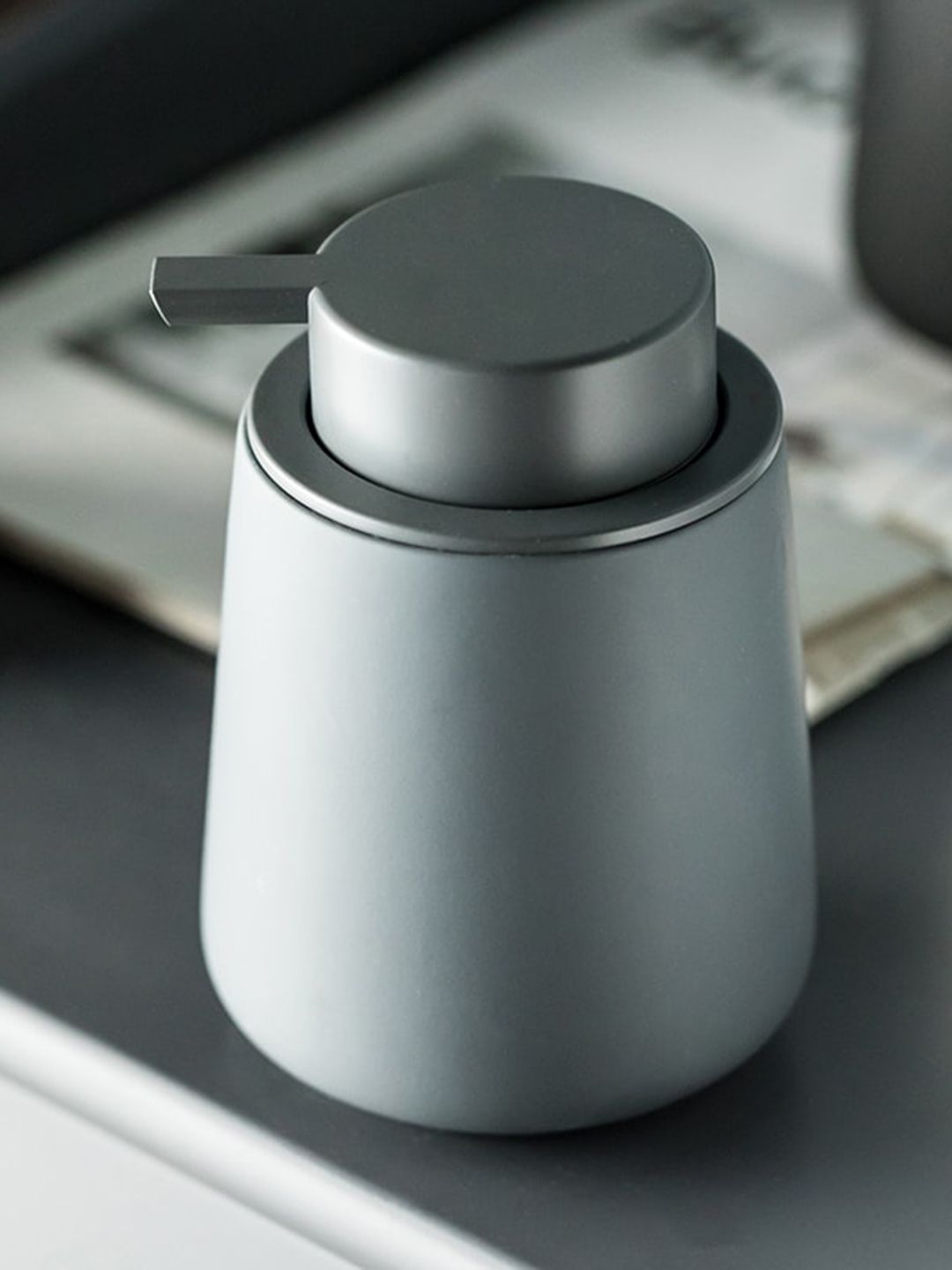 FabSeasons Grey Matte Finish Ceramic Soap Dispenser - 380 ML