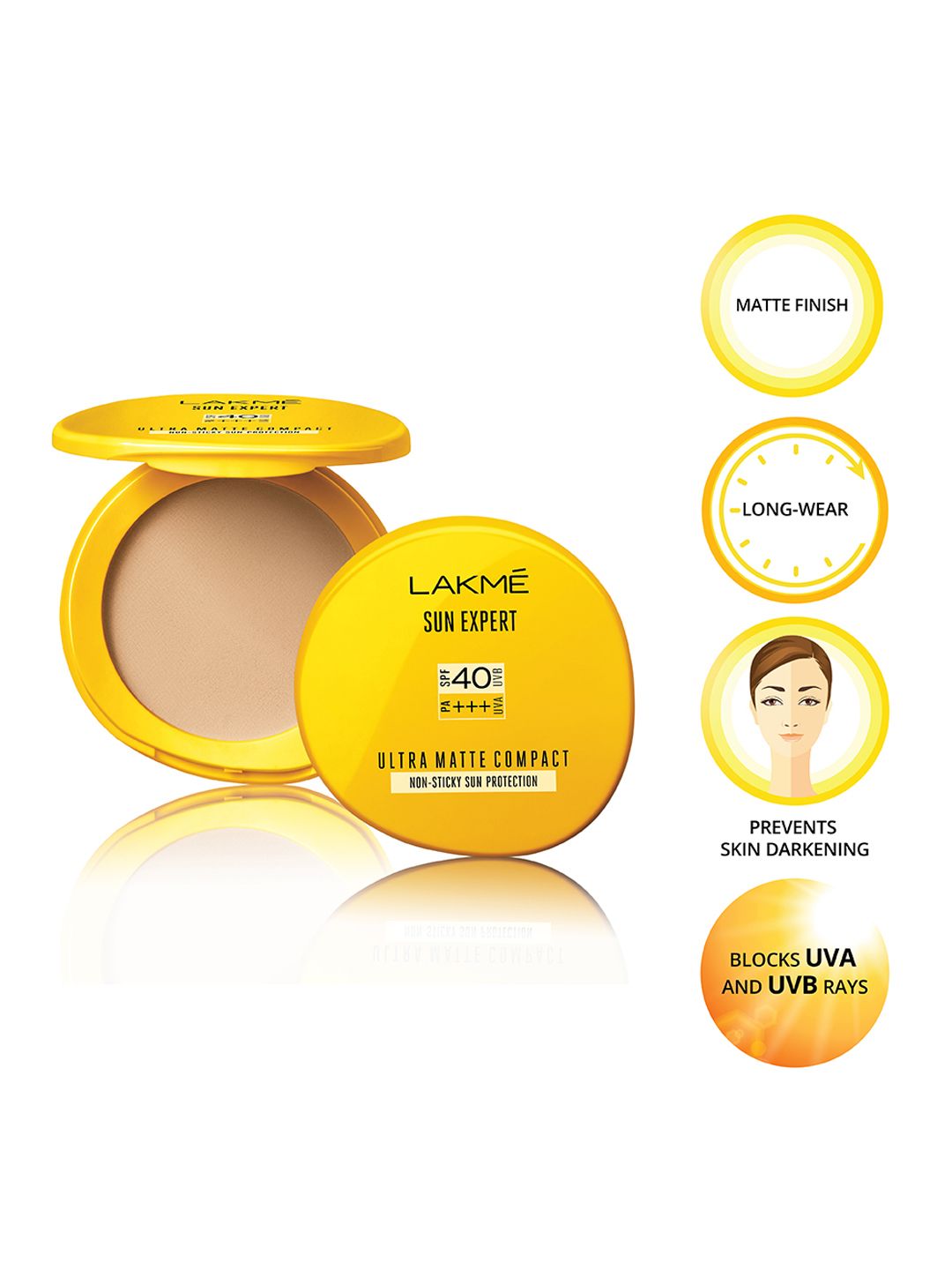 Poudre Compacte LAKMÉ Soleil Expert SPF 40 PA+++ - Finition Ultra Mate, 7g | Sans Cruauté
