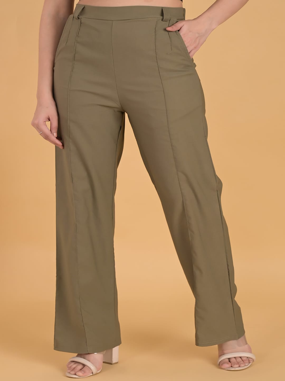 FUBAR Women High-Rise Easy Wash Parallel Trousers Price in India