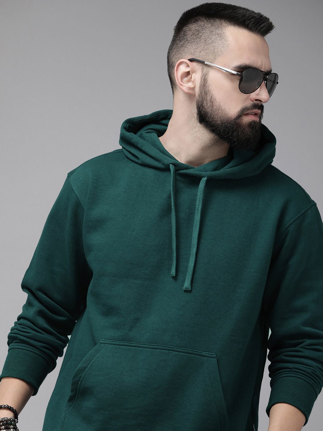 Roadster Men Solid Hooded Sweatshirt