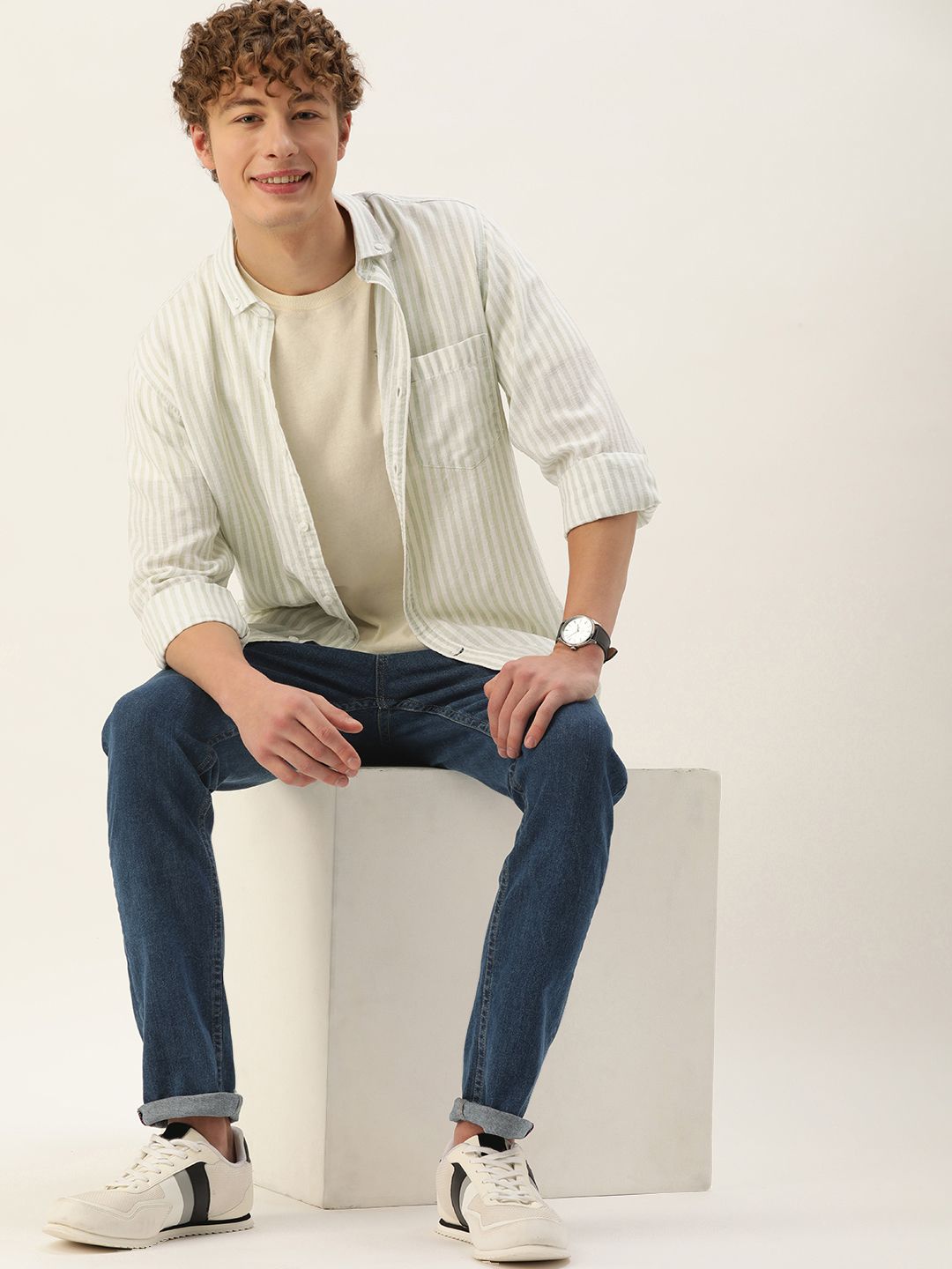 Mast & Harbour Men Cotton Striped Casual Shirt