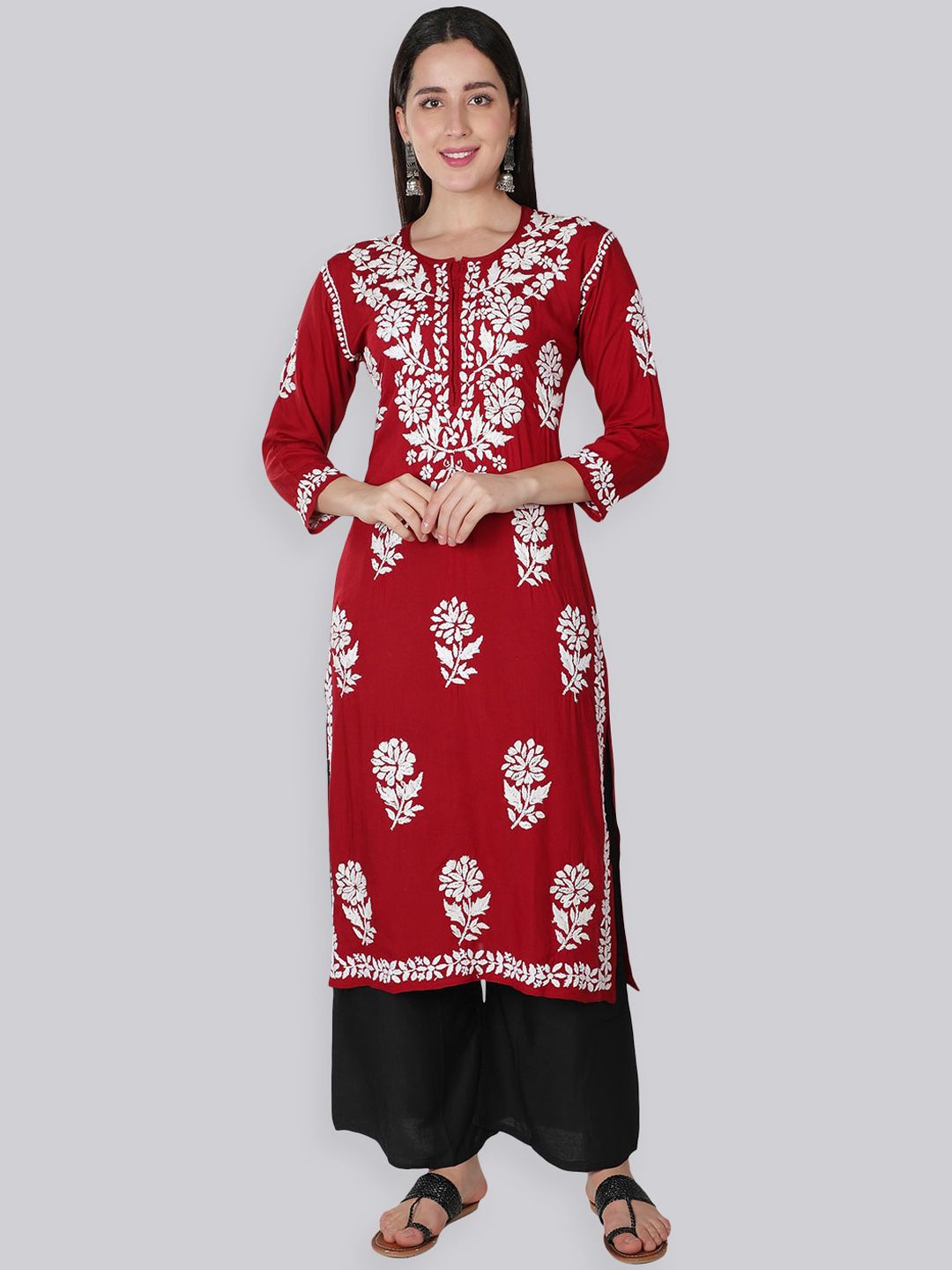 Seva Chikan Ethnic Motifs Embroidered Chikankari Kurta Price in India