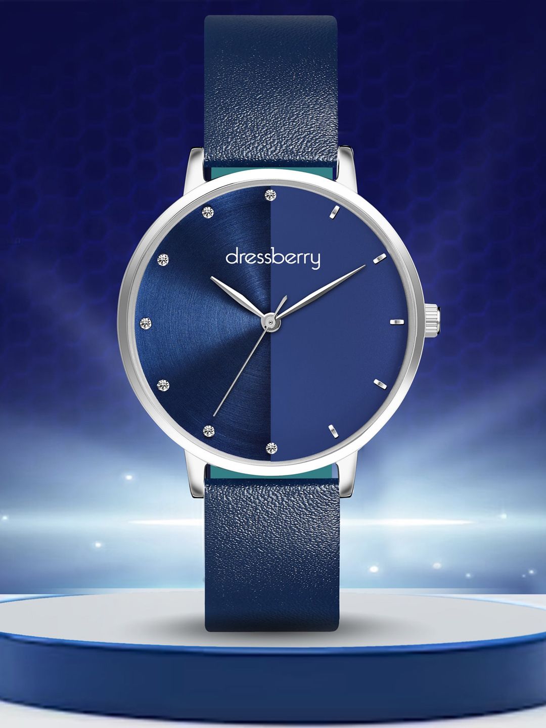 DressBerry X fwd Women Embellished Dial & Leather Straps Analogue Watch DB-201-Blue