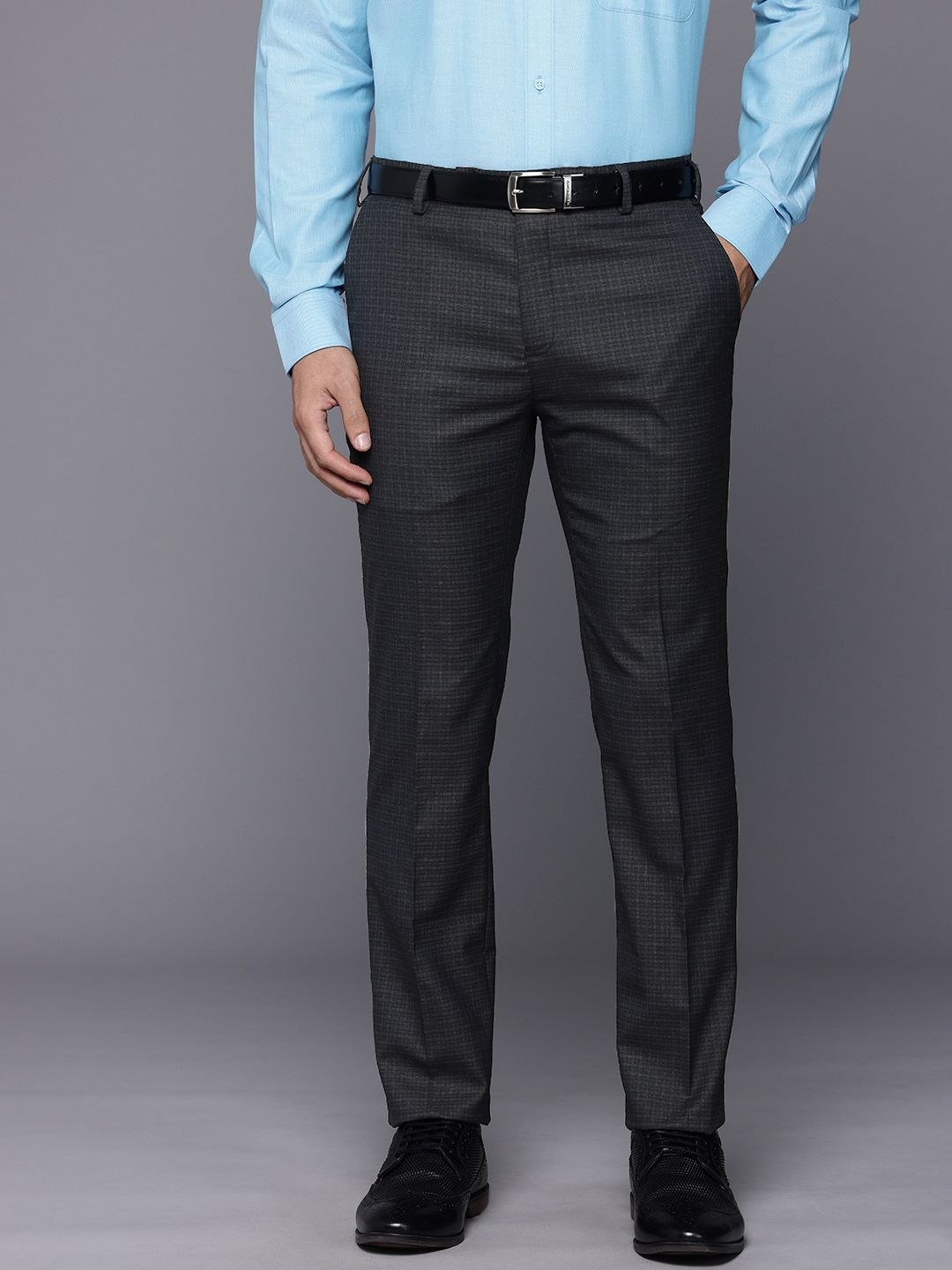 Raymond Men Checked Slim Fit Formal Trousers