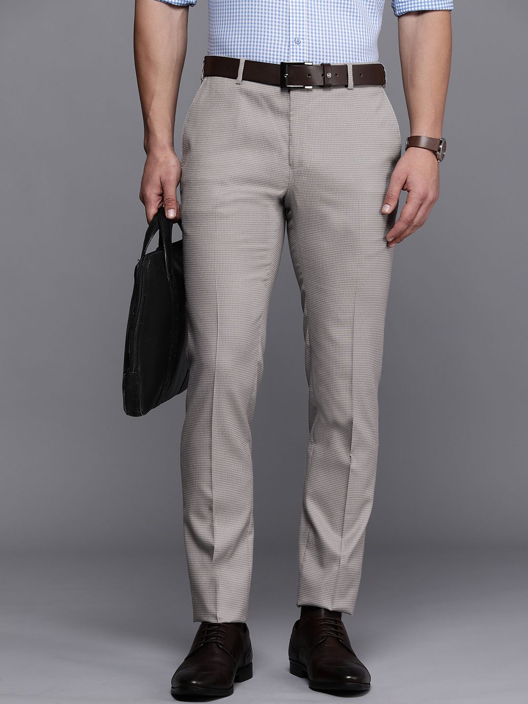 Raymond Men Checked Slim Fit Formal Trousers