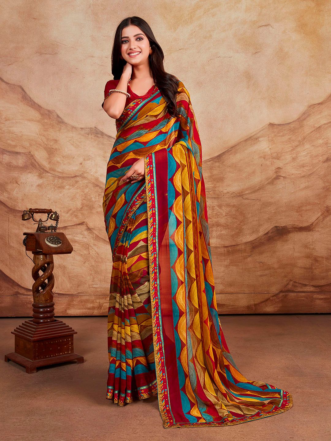 Sangria Abstract Printed Saree Price in India