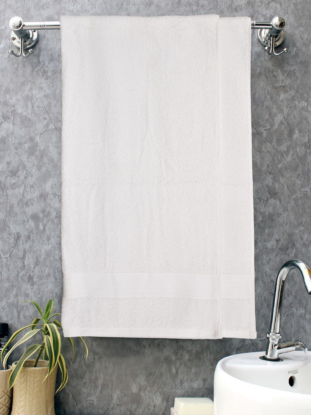 Home Fresh White 2-Pieces Pure Cotton Bath Towels