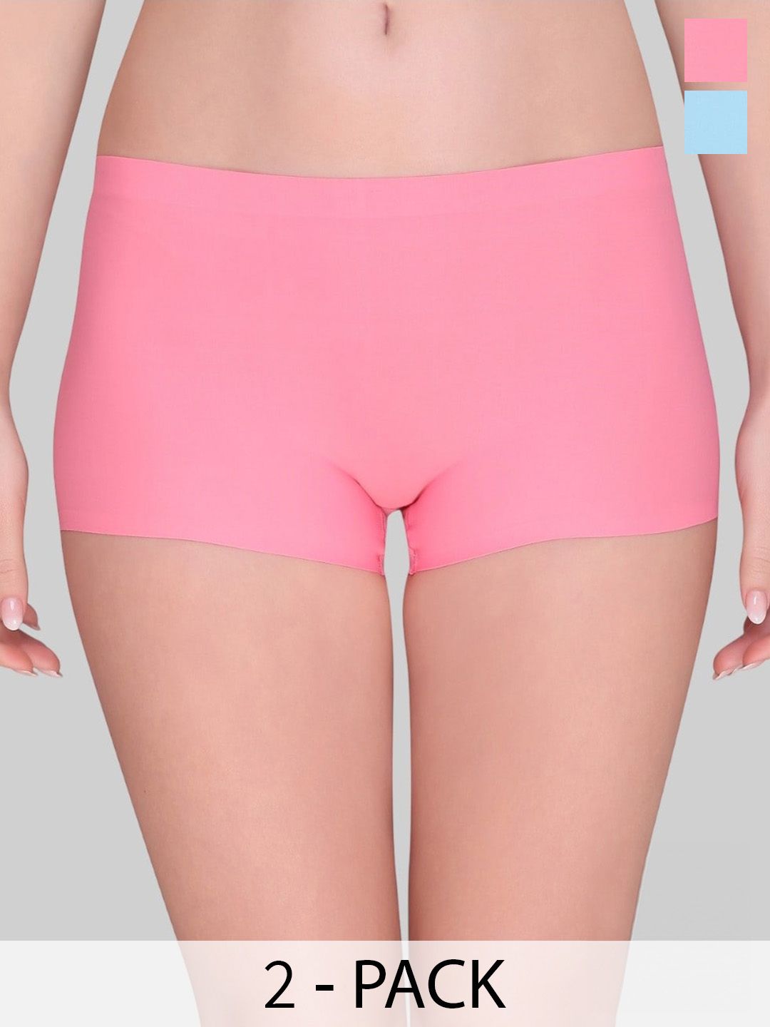 PLUMBURY Pack Of 2 Seamless Moisture-Wicking Boy Shorts Briefs