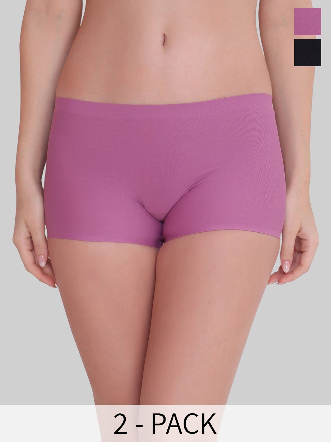 PLUMBURY Pack Of 2 Seamless Anti Microbial Boy Shorts Briefs