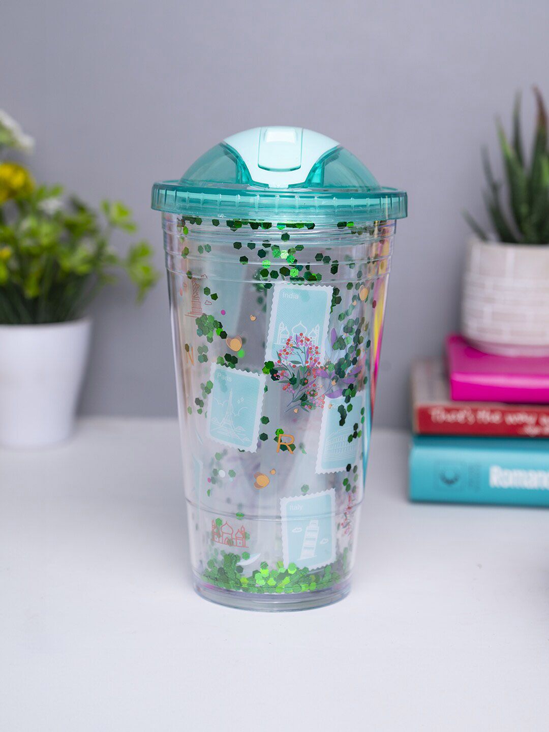 MARKET99 Blue Conversational Plastic Spill Proof Sipper - 450ml
