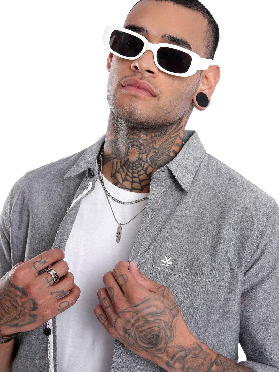 WROGN Men Grey Custom Opaque Casual Shirt