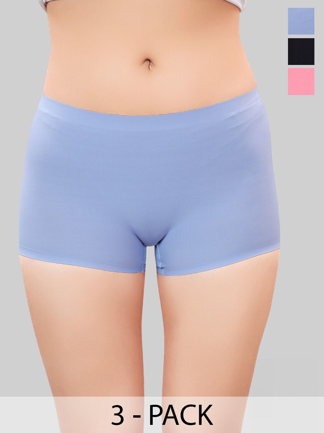PLUMBURY Pack Of 3 Seamless Boy Shorts Briefs