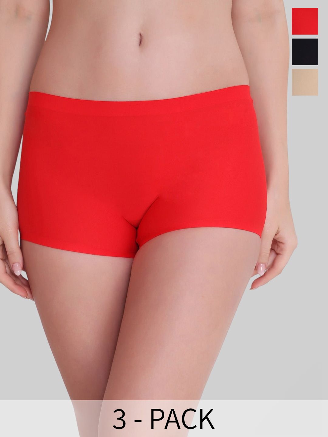 PLUMBURY Pack Of 3 Full Back Coverage Moisture Wicking Boy Shorts Briefs