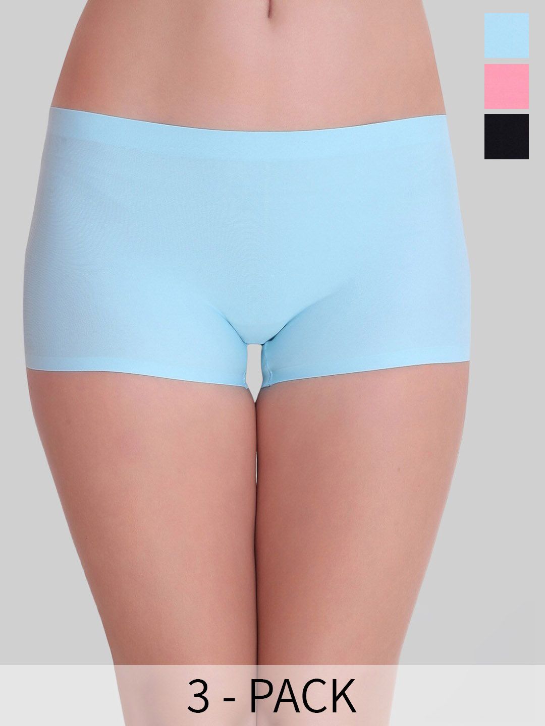 PLUMBURY Women Pack Of 3 Seamless Mid-Rise Boy Shorts