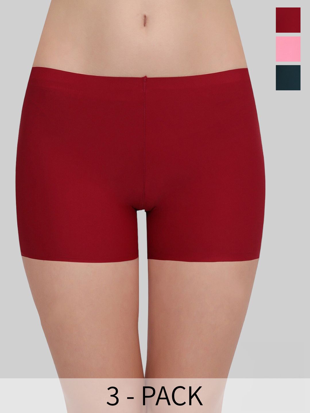 PLUMBURY Pack Of 3 Seamless Anti Microbial Boy Shorts Briefs