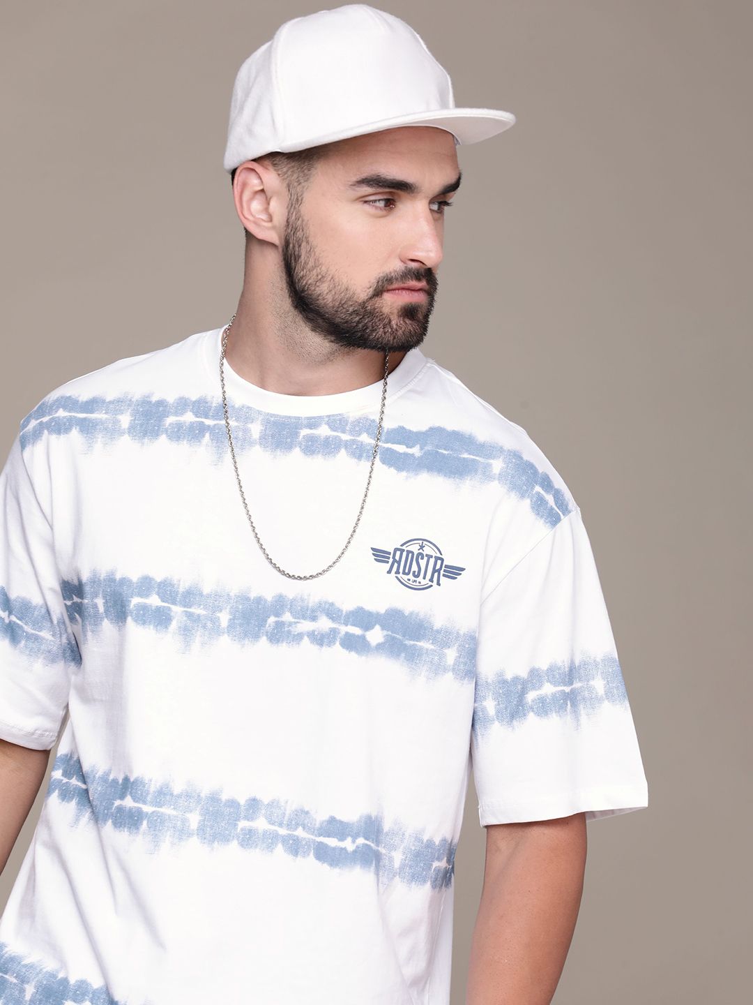 The Roadster Life Co. Tie and Dye Drop-Shoulder Sleeves Pure Cotton T-shirt