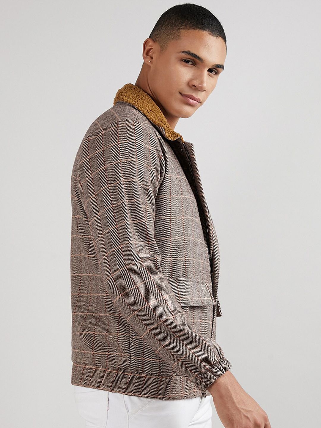 CAHOOT Campus Sutra Men Tartan Checked Cotton Tailored Jacket