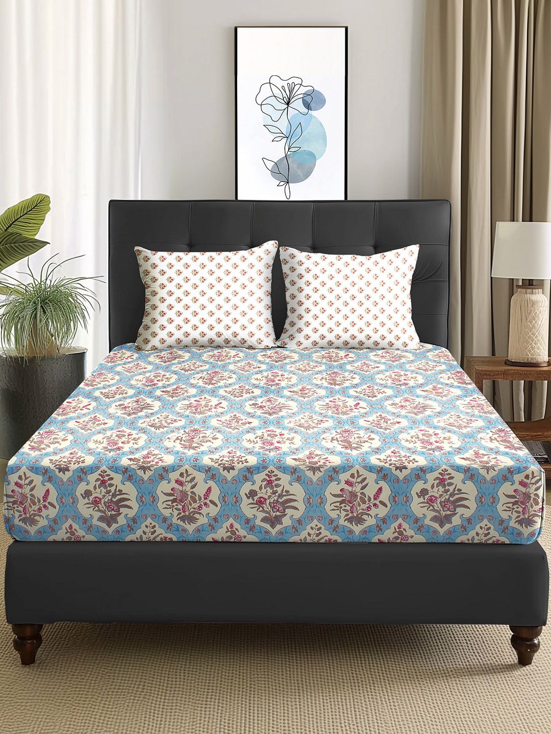 Story@home Story@home Cream Microfiber 160 TC Queen Bedsheet with 2 Pillow Covers-225 x 250cm