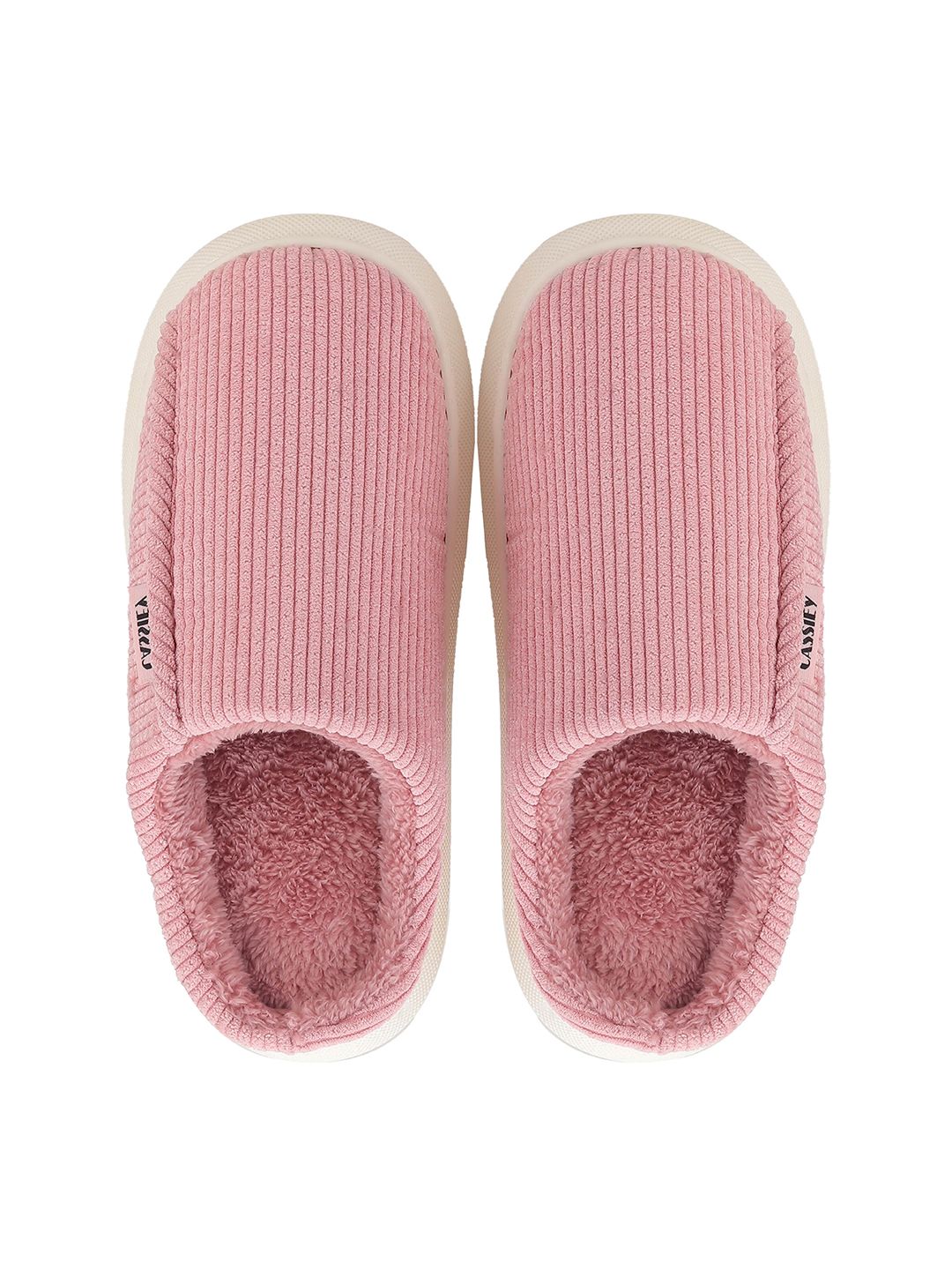 CASSIEY Women Striped Fur Room Slippers