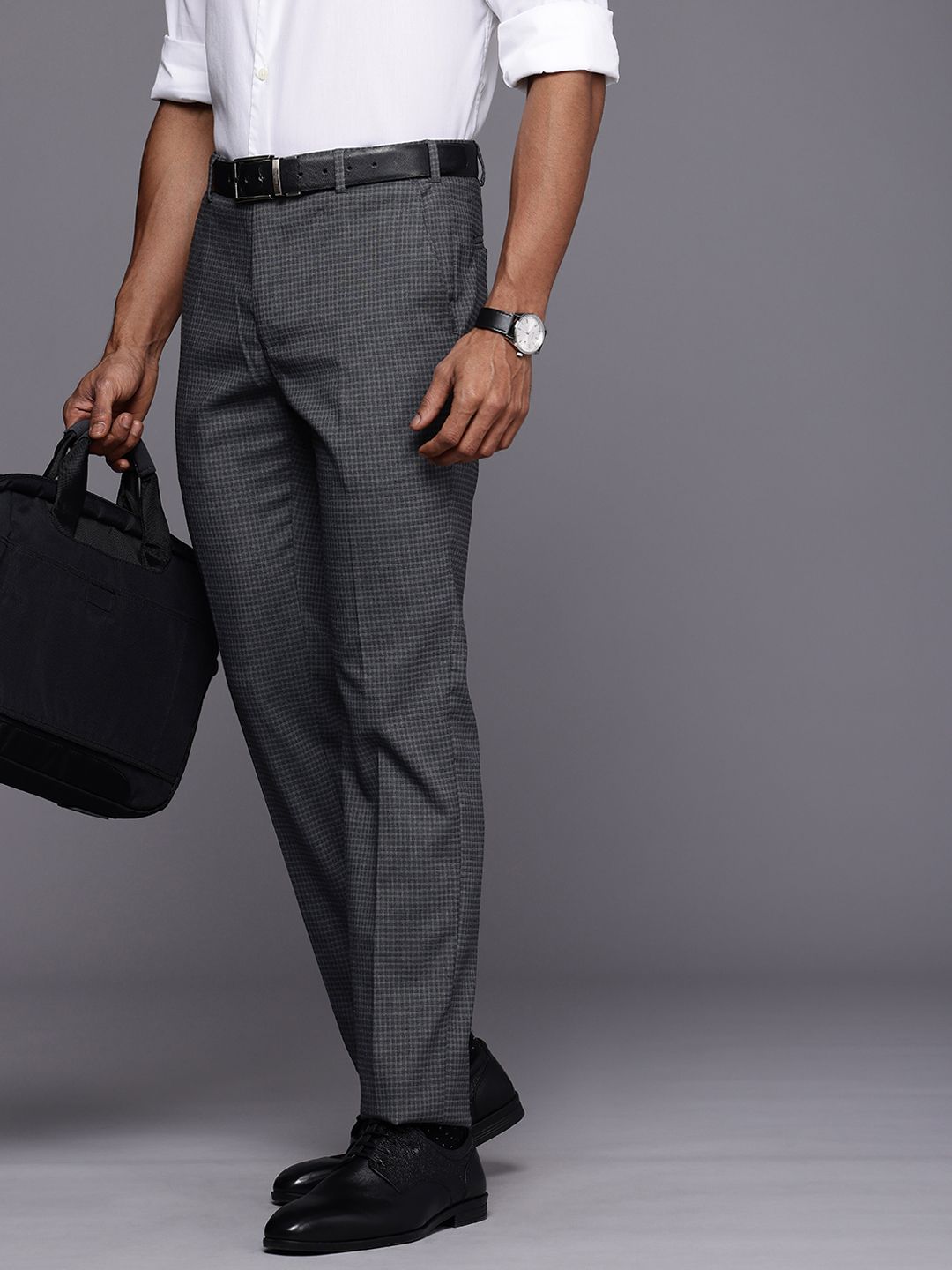 Raymond Men Checked Slim Fit Trousers