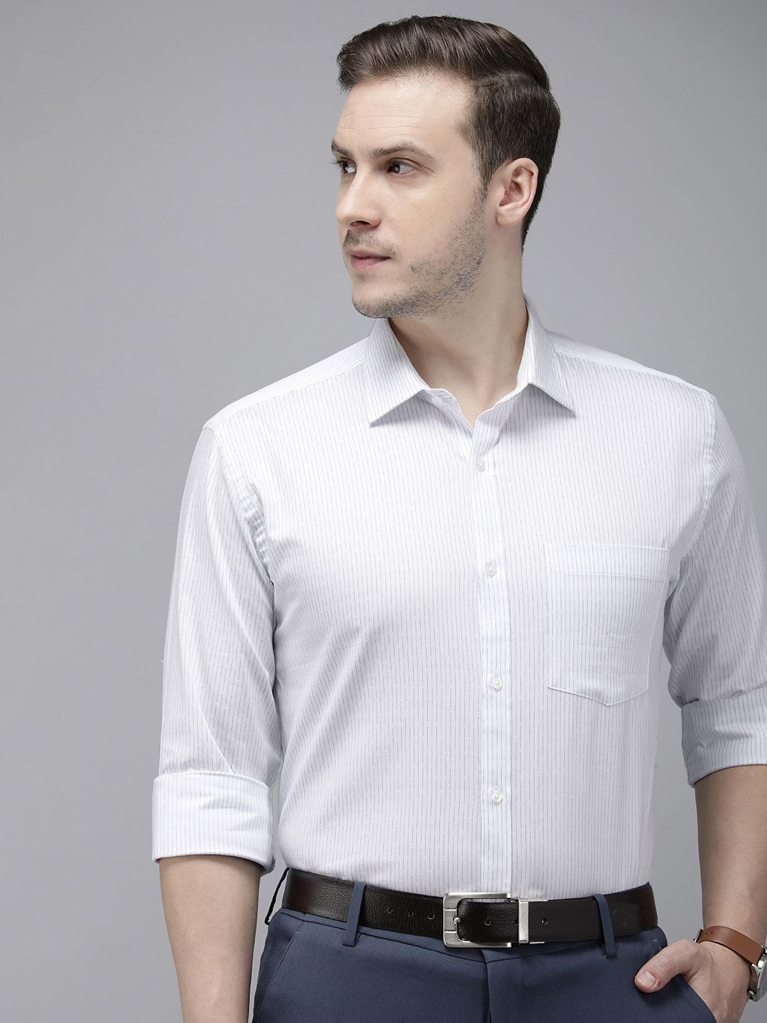 Park Avenue Pure Cotton Slim Fit Striped Formal Shirt