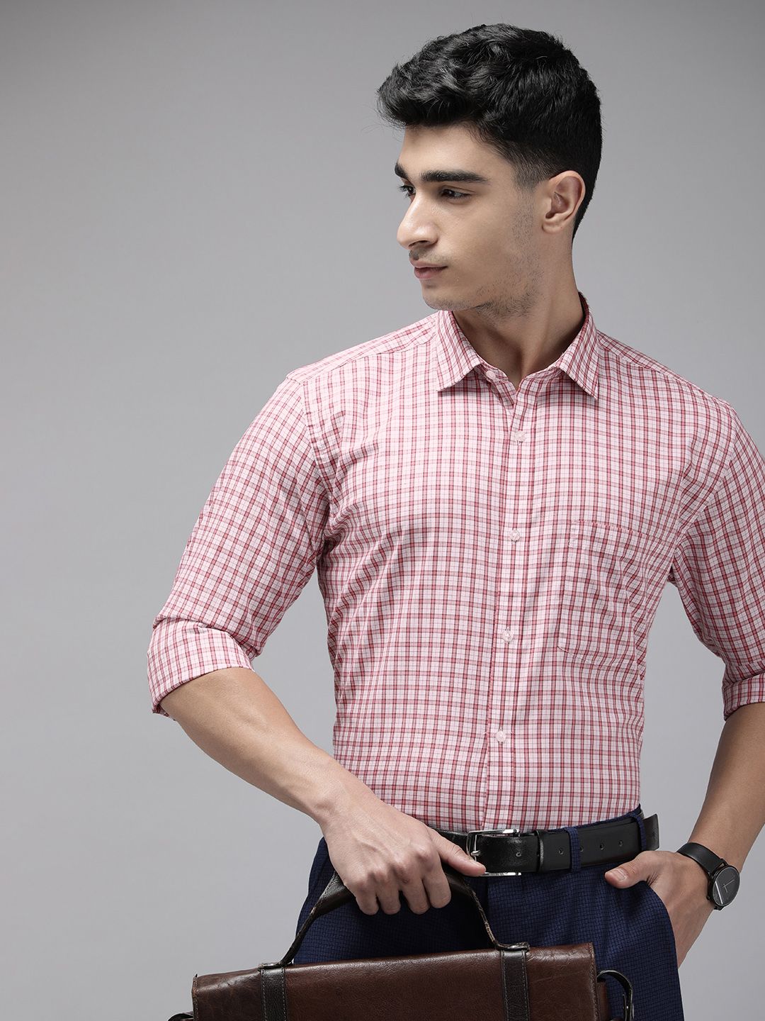 Park Avenue Men Slim Fit Tartan Checks Pure Cotton Formal Shirt