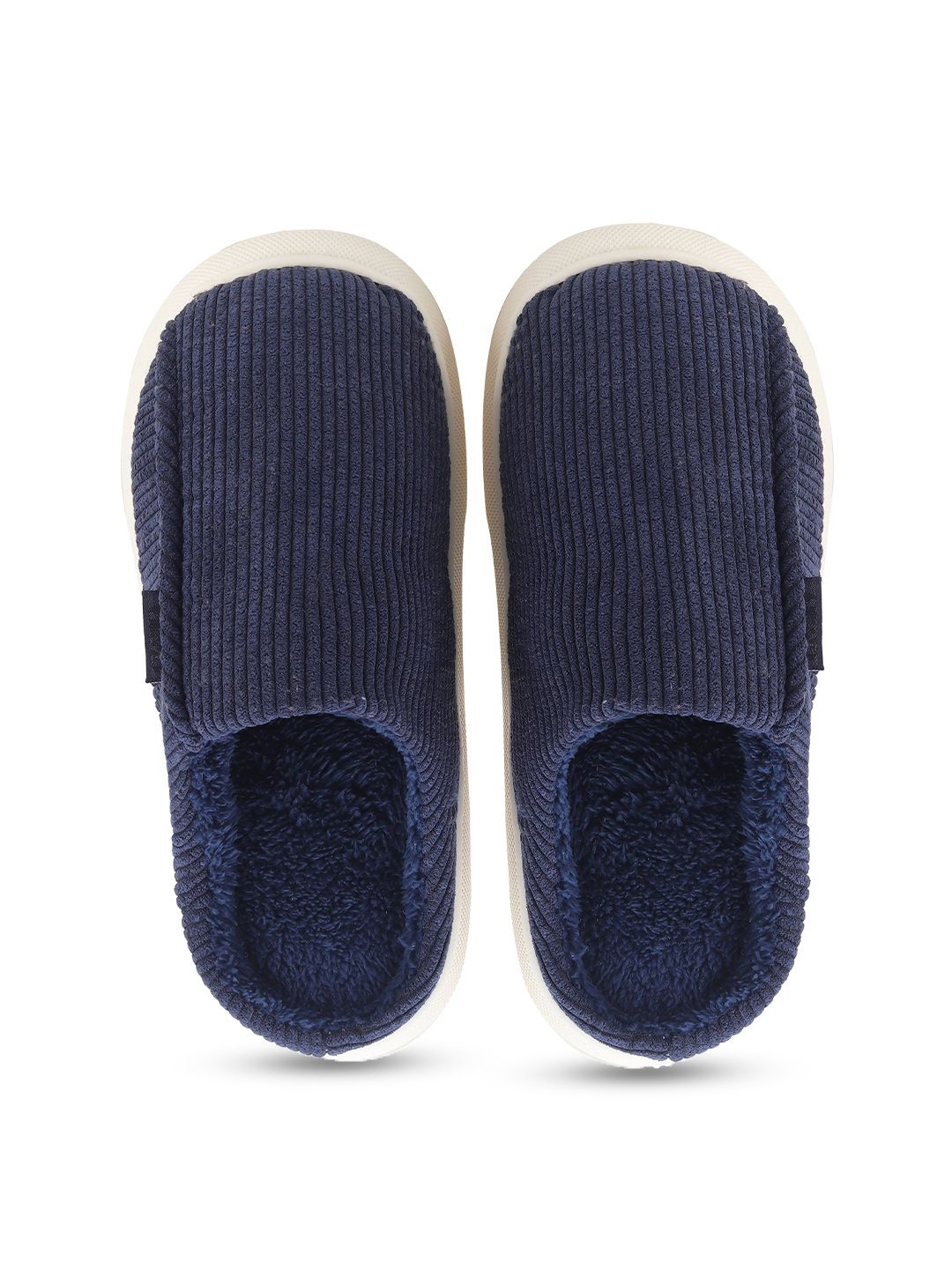 CASSIEY Men Striped Fur Room Slippers