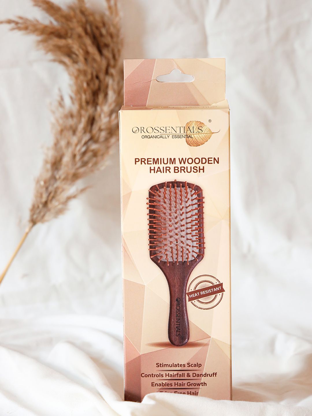 OROSSENTIALS Premium Wooden Hair Brush - Brown