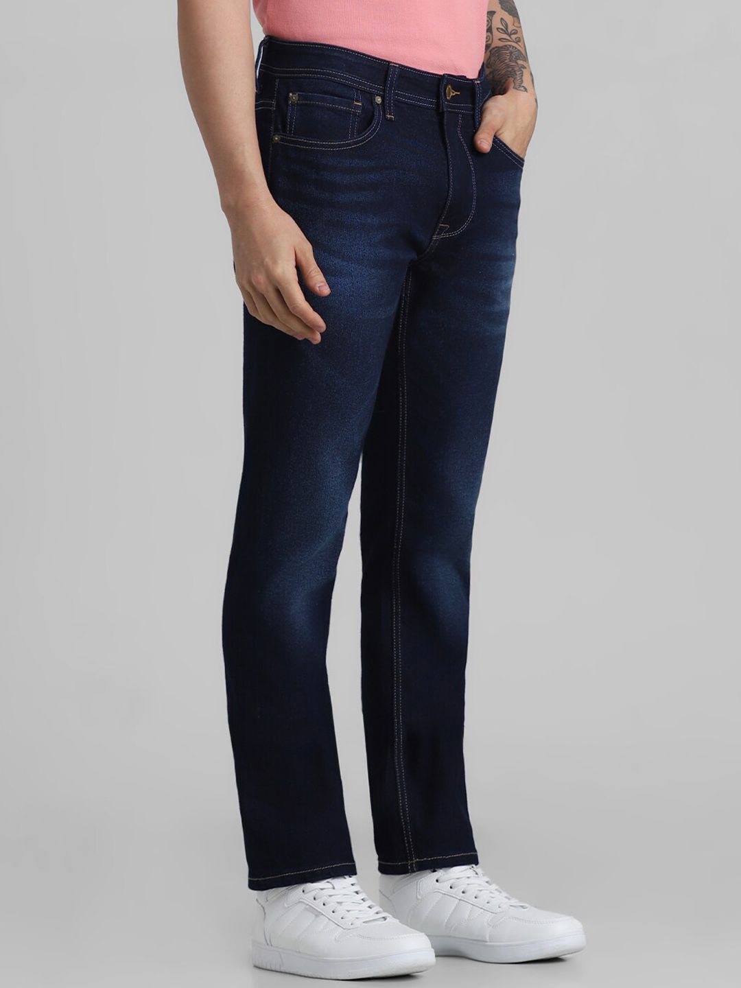 Clark Mid-Rise Light Fade Dark Shade Clean Look Stretchable Jeans