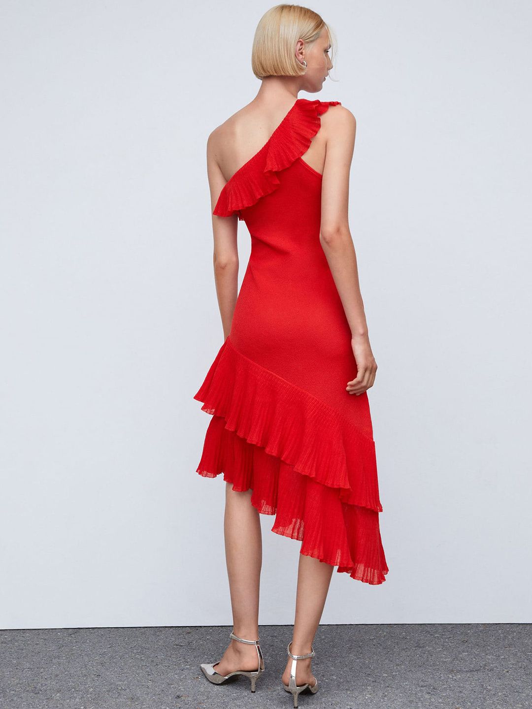 One Shoulder Ruffled A-Line Dress