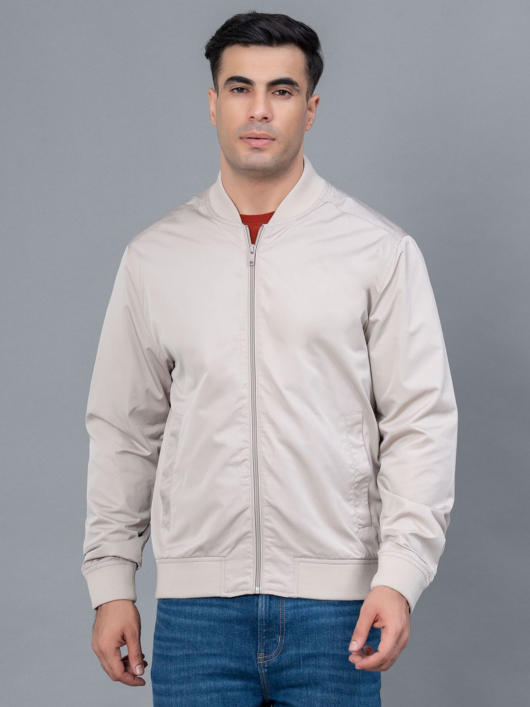 Red Tape Men Baseball Collar Bomber Jacket