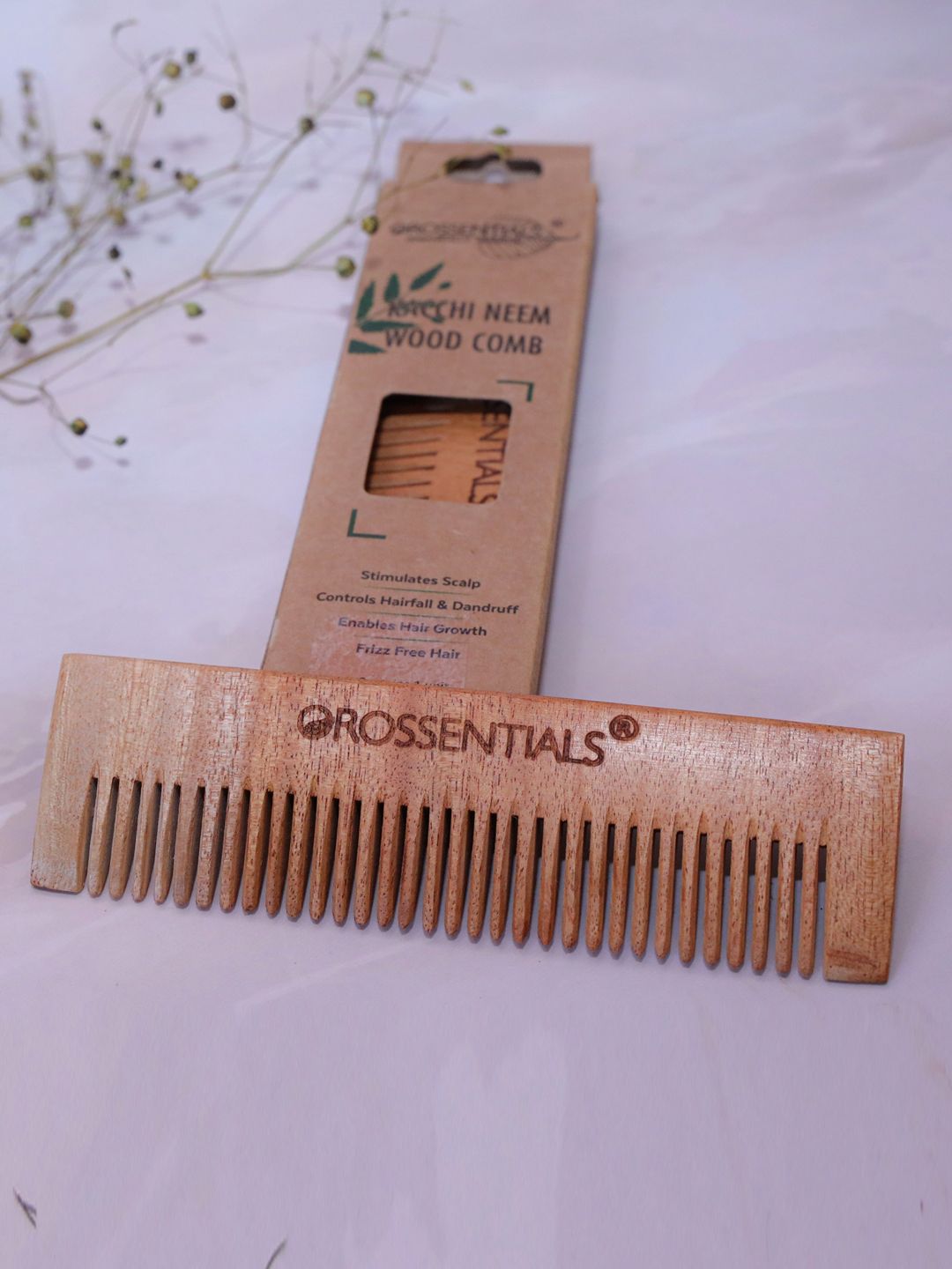 OROSSENTIALS Set Of 2 Kacchi Neem Pocket Wooden Comb