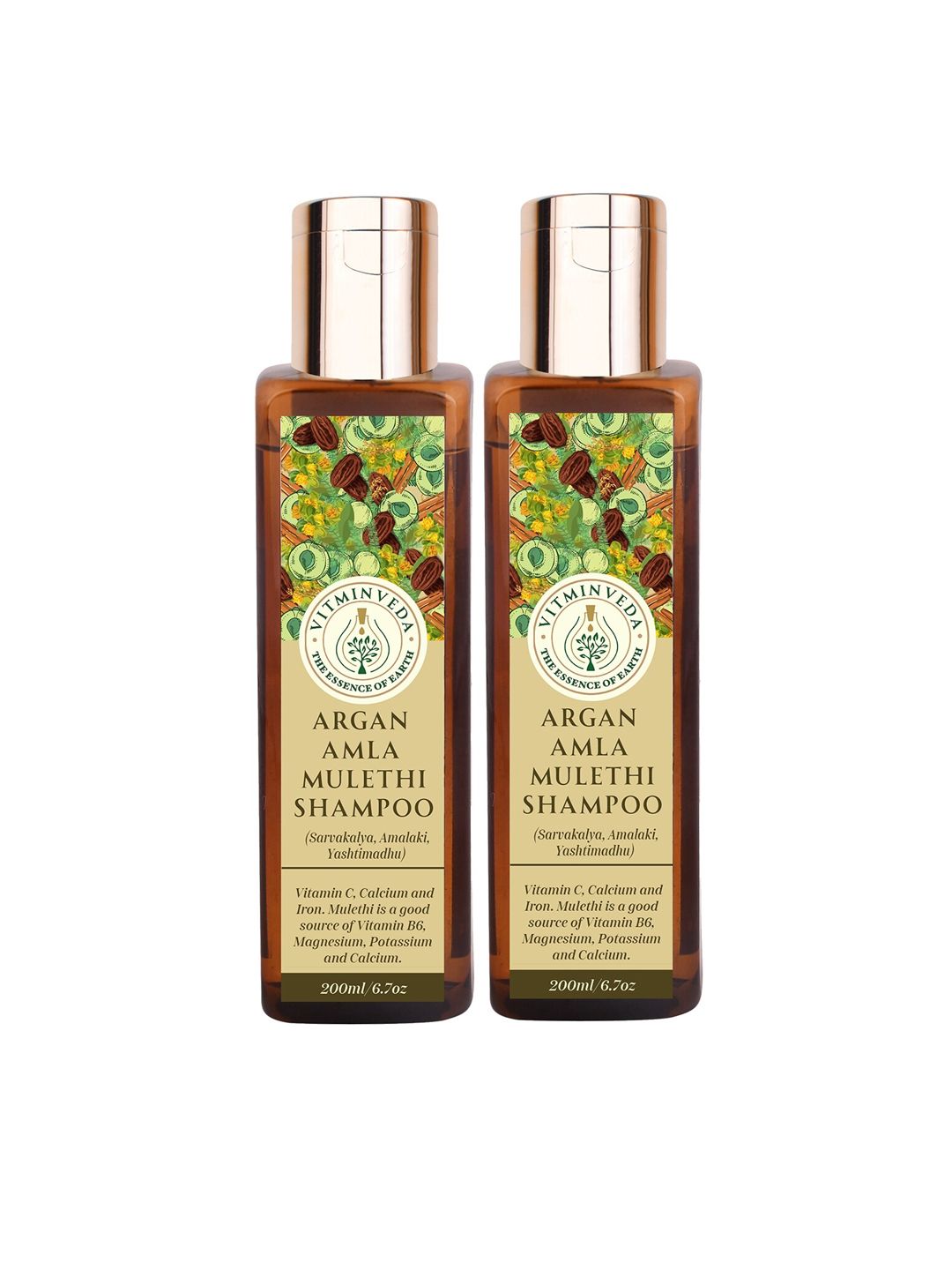 VITMINVEDA Set of 2 Argan Amla Mulethi Shampoo to Reduce Frizz - 200 ml Each