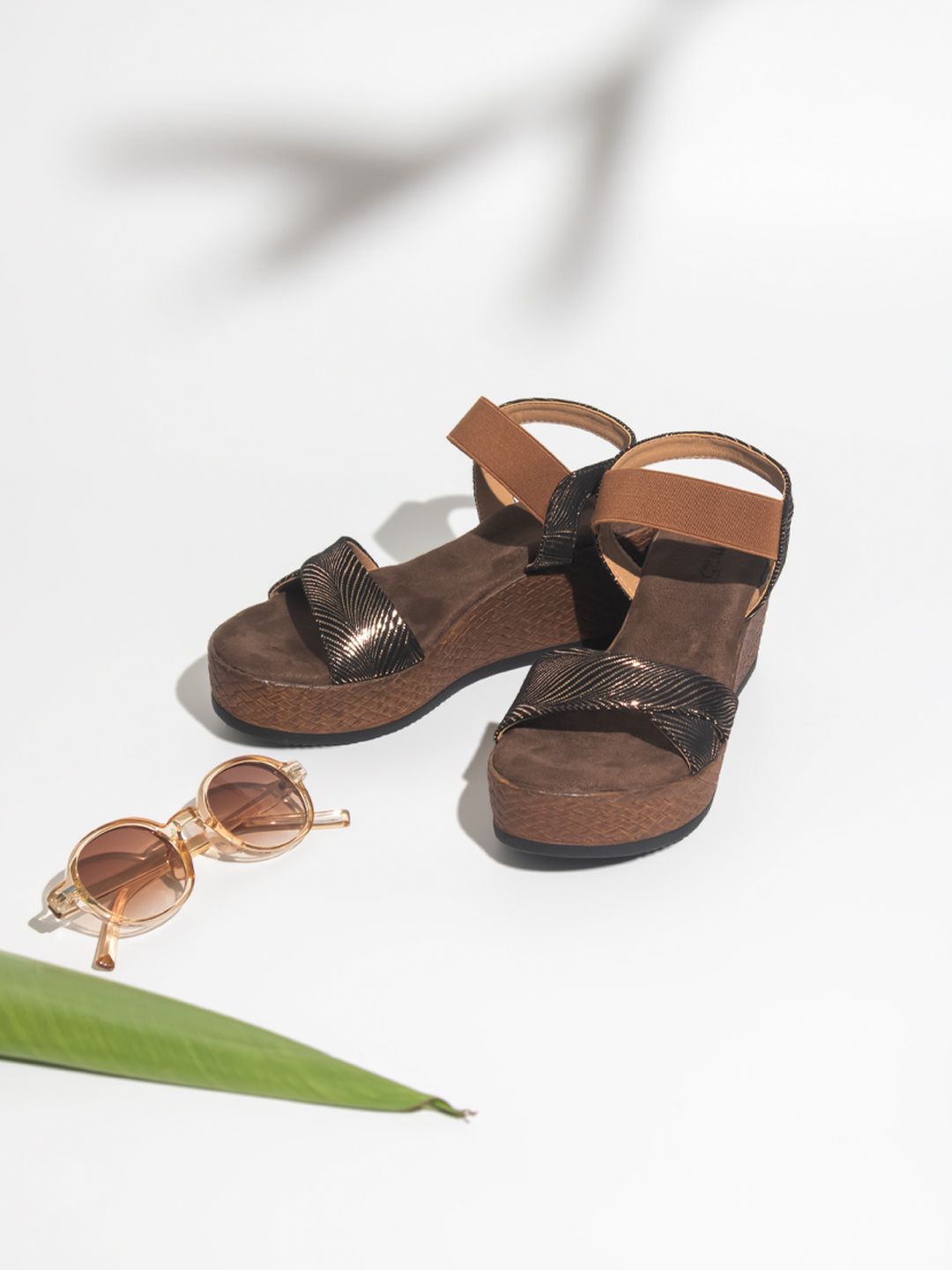 Printed Open Toe Wedges Inc 5 Printed Open Toe Wedges With Backstrap